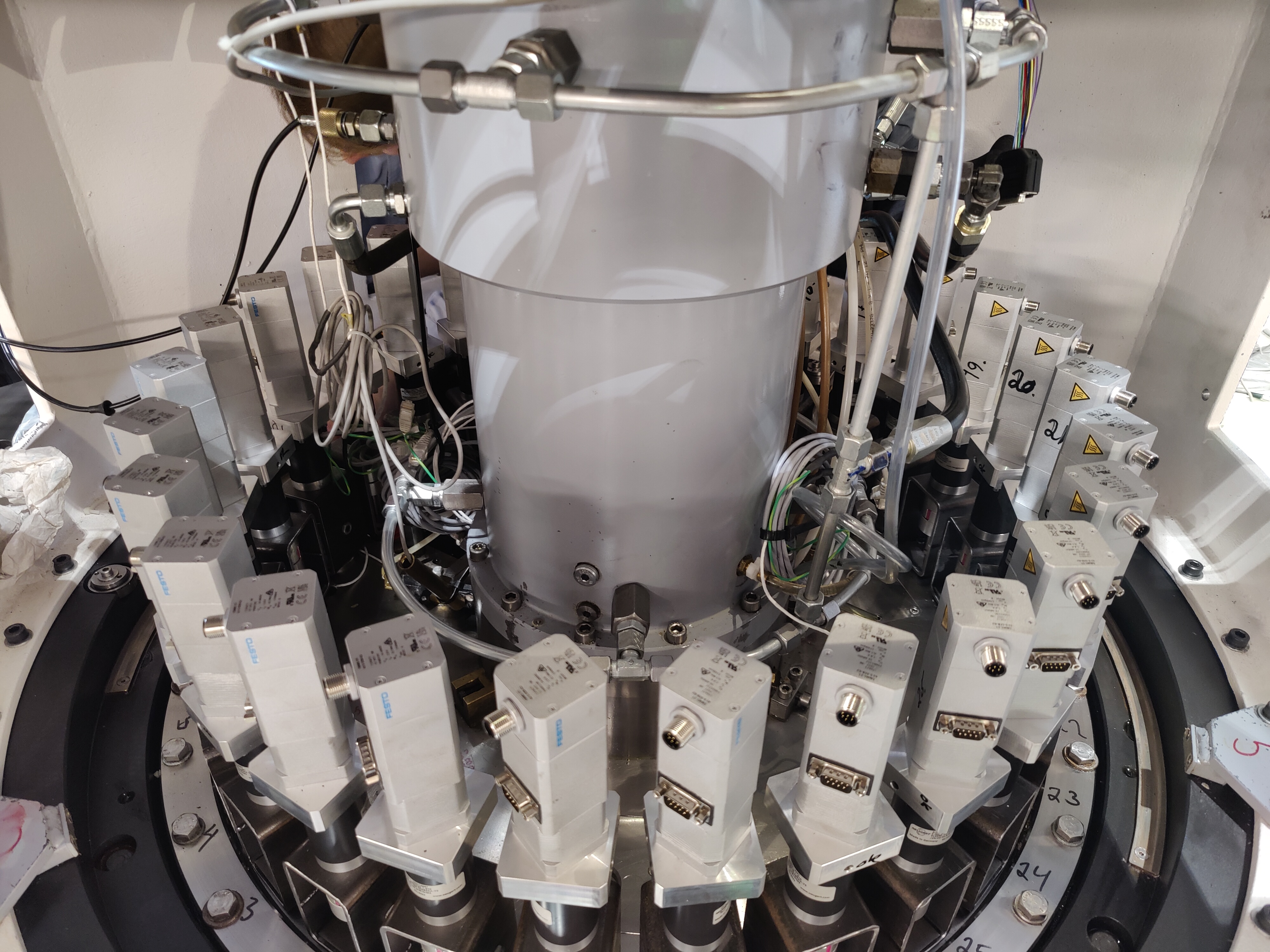 IVAC per-vane actuators mounted around the Francis turbine at the NTNU Hydroelectric Laboratory